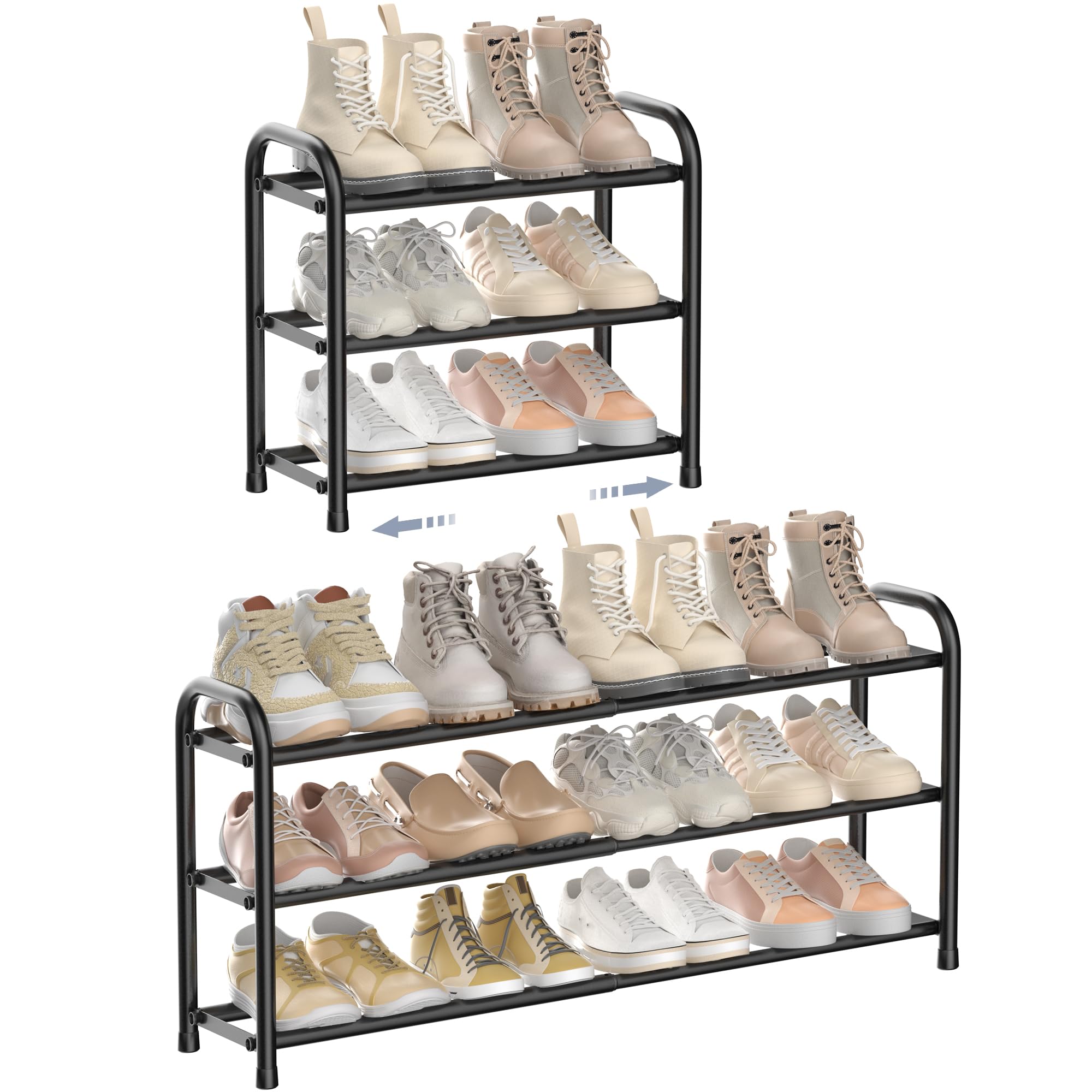 Photo 1 of *MISSING PARTS*
ENJOYBASICS Expandable Shoe Rack, 3 Tier Adjustable Shoe Organizer Shelf for Closet, Black Metal Free Standing Shoe Rack Storage for Small Space, Entryway