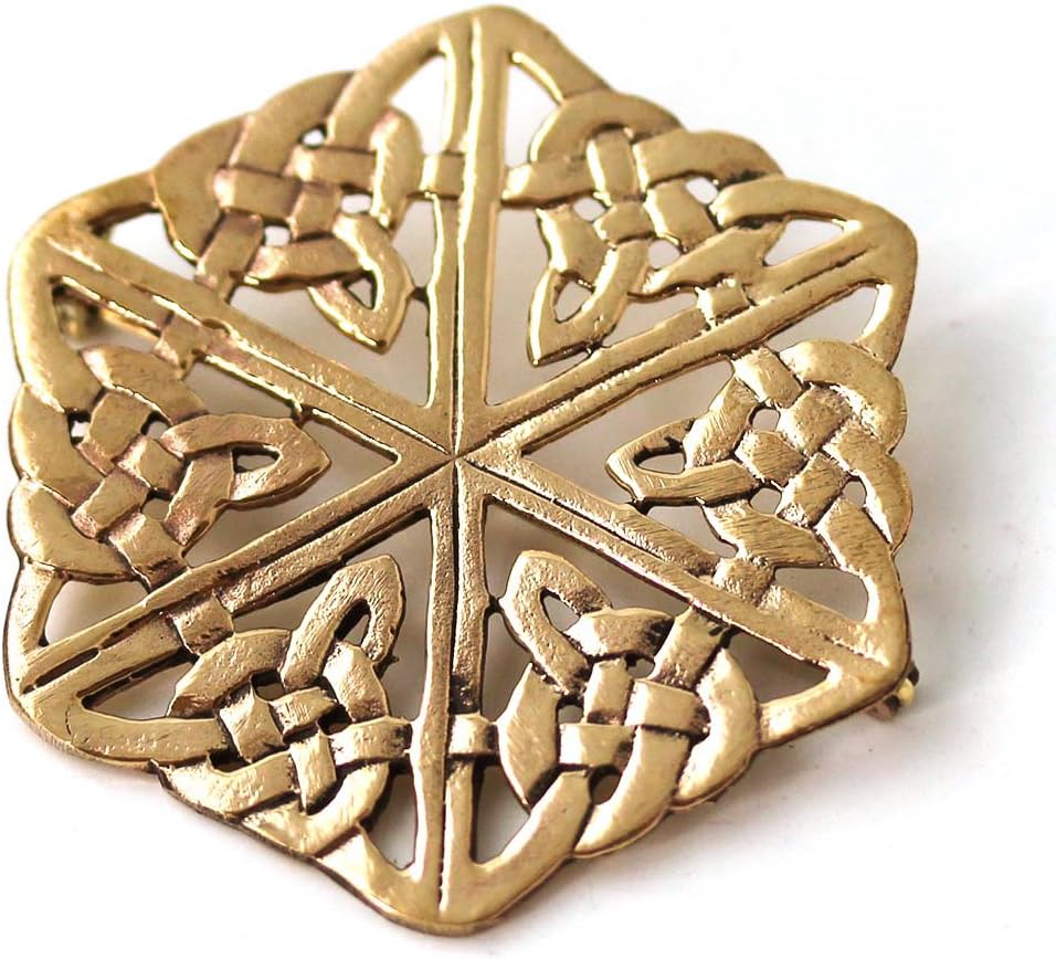 Bronze Celtic Triquetra Trinity Knot Hexagon Brooches Clothes Fasteners - Cloak Scarf Shawl Pin