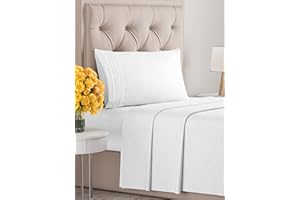 CGK UNLIMITED Twin Size Sheet Set - Breathable & Cooling Sheets - Hotel Luxury Bed Sheets - Extra Soft - Deep Pockets - Easy Fit - 3 Piece Set - Wrinkle Free - Comfy - White Bed Sheets - Twins Sheets - 3 PC