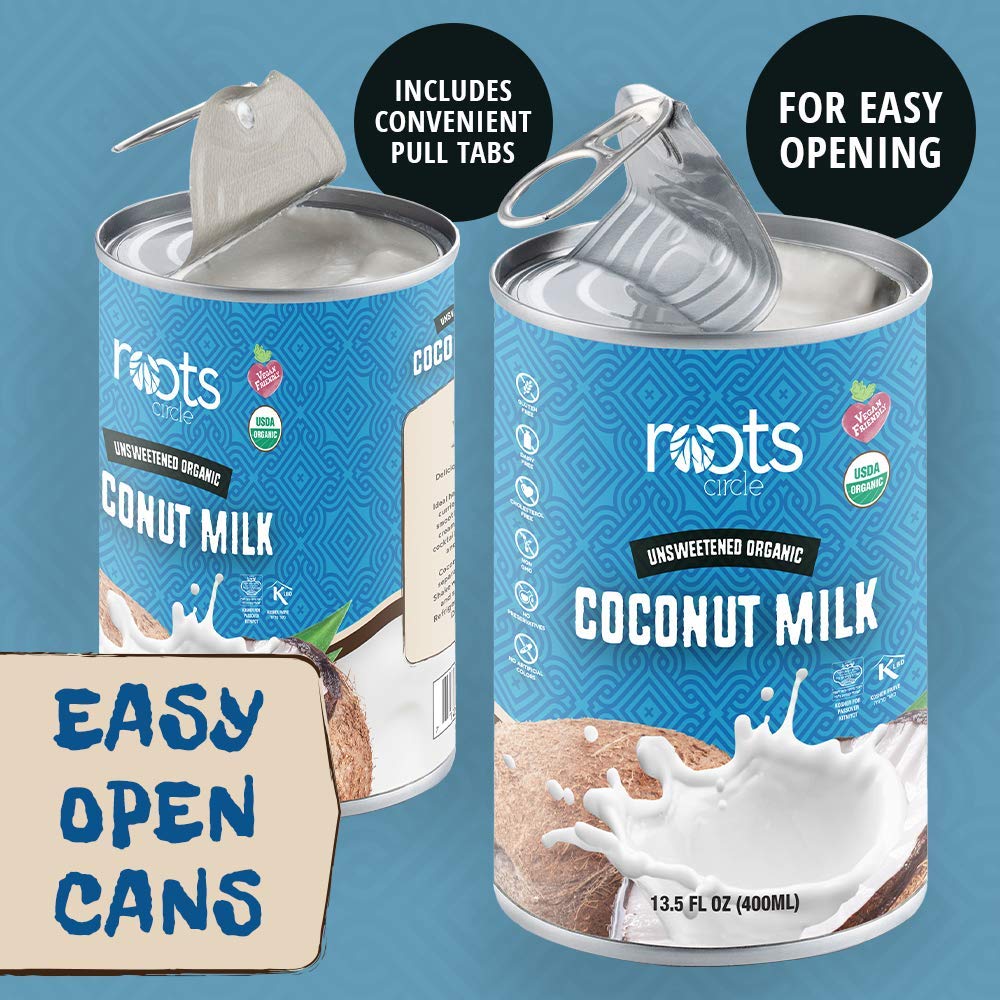 Roots Circle Unsweetened USDA Organic Coconut Milk 3 Pack of 13.5oz