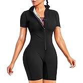Junlan Sauna Suit for Women Full Body Jumpsuit Waist Trainers for Women Belly Fat Workout Sweat Suit