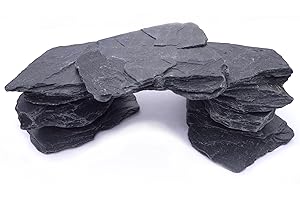 SMALL WORLD SLATE & STONE Natural Slate Stone 5 to 7 Inches - USA Sourced and Packaged for Aquascaping Aquariums, Terrariums, Paludariums, Reptile Enclosures, and Gardens (10lbs)