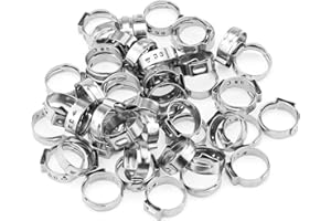 HELIFOUNER 50 Pieces 15.3-18.5mm 304 Stainless Steel Single Ear Hose Clamps