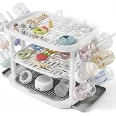 GREENDADI Baby Bottle Drying Rack,3-Tier Large Capacity Countertop Organizer with 360&deg; Ventilation, Removable Drip Tray, Non-Slip Base &ndash; Easy to Clean Bottle Holder for Baby Accessories