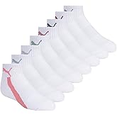 PUMA Girls' Quarter Crew Cushioned Arch Support Socks (8-Pack)