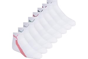 PUMA Girls 8-pack Quarter Crew Socks, Everyday Wear for Kids, Extra Cushion & Arch SupportSocks