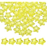 HARFINGTON 50pcs Acrylic Star Beads, 18mm Star-Shaped Pony Loose Spacer Beads for Friendship Bracelet Necklace Jewelry Making DIY Crafts Party Decoration Supplies, Yellow