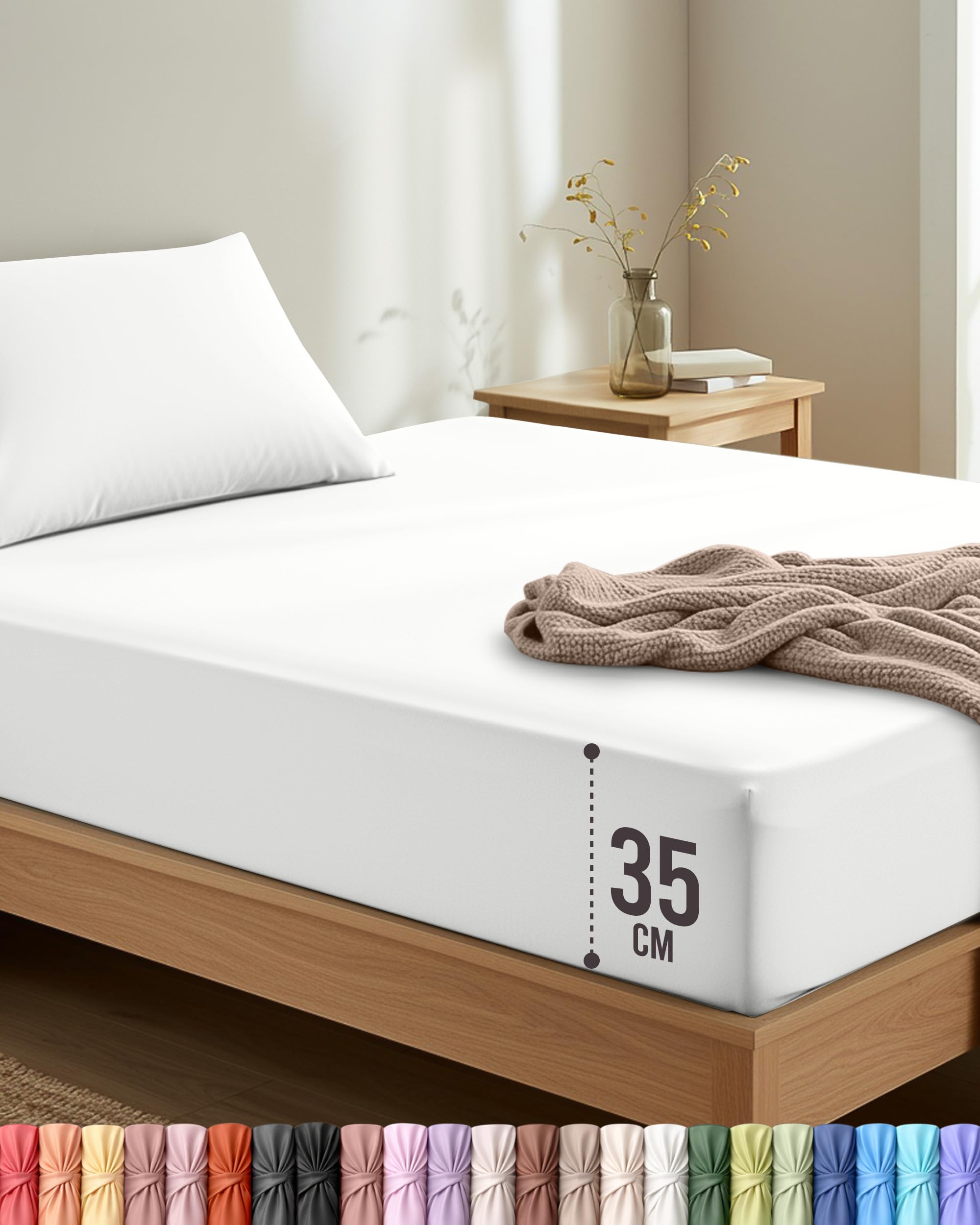 Utopia Bedding Single Fitted Sheet with Pillow Case (50x75cm), White - Deep Pocket (35 cm) - Bed Sheets Set - Soft Brushed Microfibre