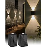 Solar Wall Lights Outdoor Up and Down Sconce Waterproof for House, Door | 3000K Warm White Solar Powered 2 Pack Dusk to Dawn Up Down Modern Lighting LED IP65 Waterproof