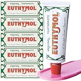 EUTHYMOL Original Pink Toothpaste, Fluoride-Free | 3.7 fl oz*5 (5 Pack) | Fluoride-Free Toothpaste for Sensitive Teeth &amp; Gum. Bad Breath, Cavity Prevention, 12-Hour Long Lasting Freshness