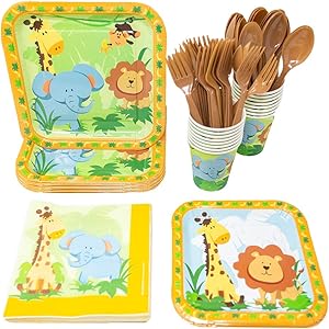 Safari Party Supplies Packs (113+ Pieces for 16 Guests!), Safari Party Tableware, Safari Party Supplies