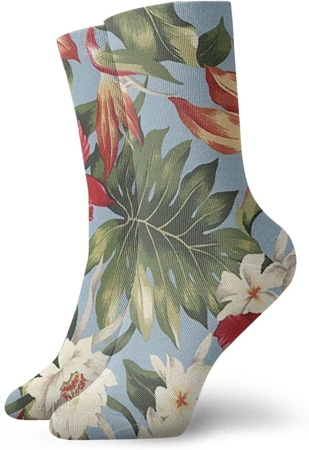 Hawaiian Hibiscus Flowers Men'S Women'S AllSeason Work Short Boot Crew Socks Hiking Micro Crew