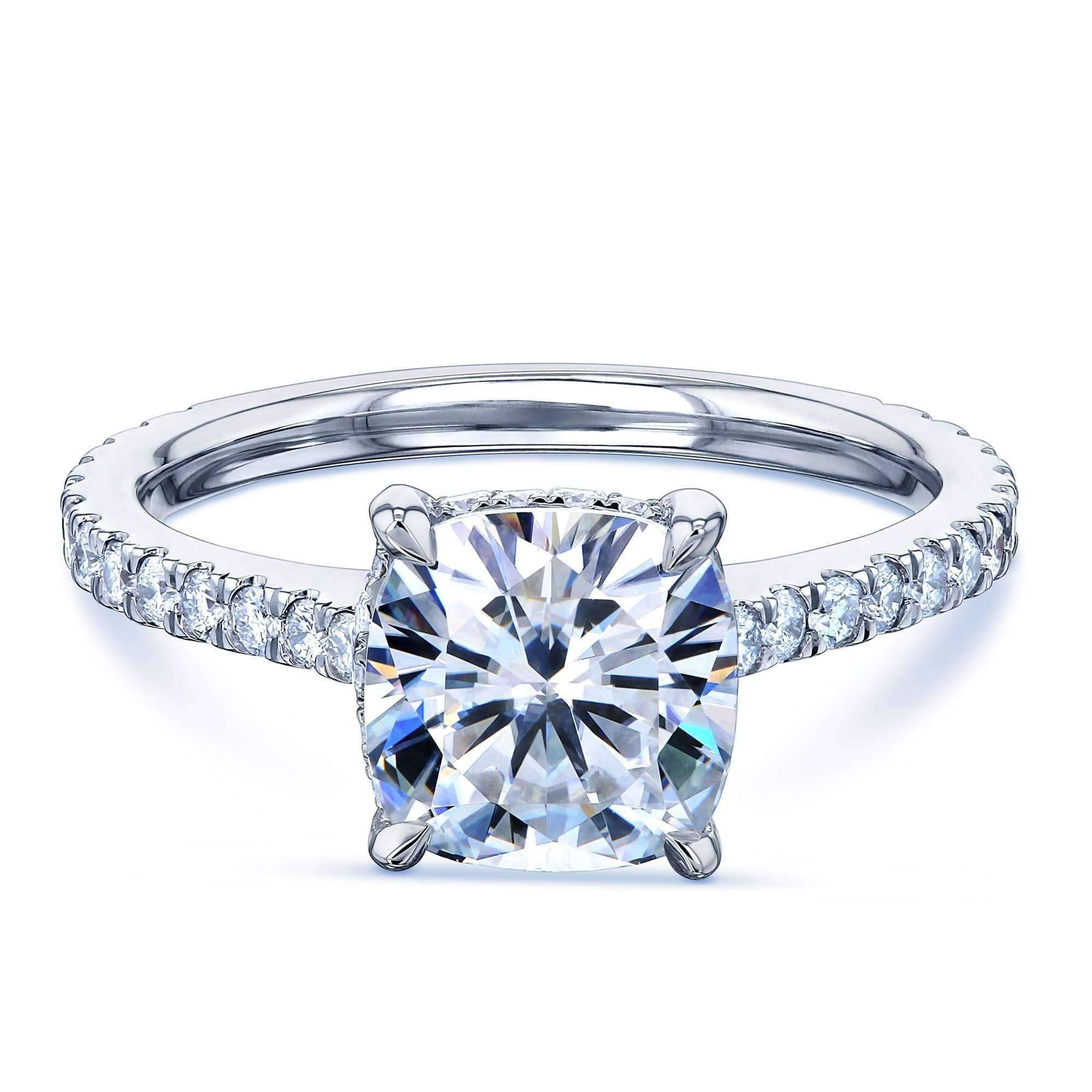 Kobelli 2ct Cushion Forever One Moissanite Drop Halo Ring