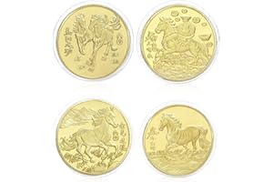 YYBD 4Pcs 1.57in Chinese Feng Shui Horse Coins Feng Shui Horse Gold Coins Decoration Traditional 2026 Spring Festival Lucky C