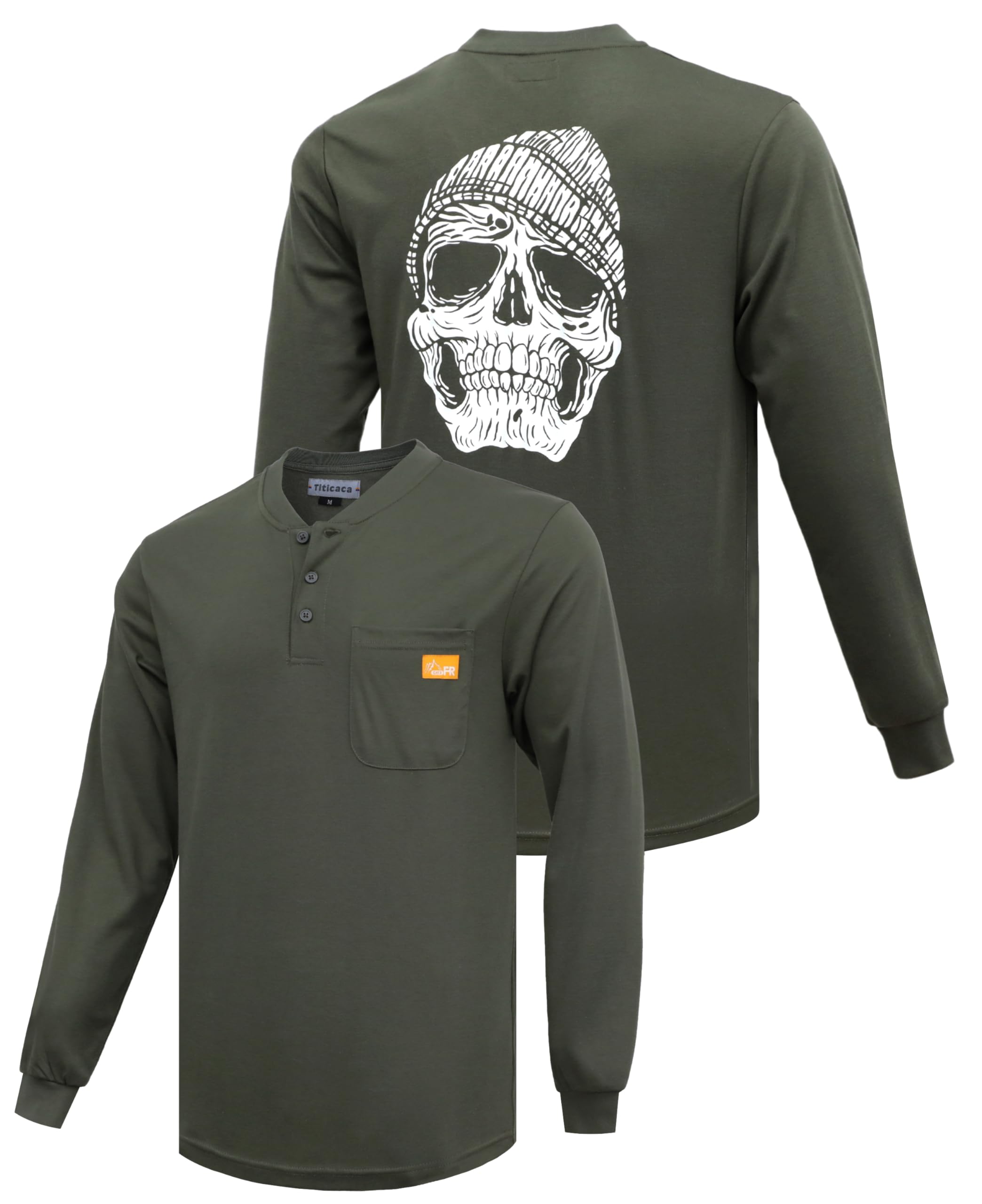 Titicaca FR Shirts 5.5OZ 100% Cotton Light Weight Flame Resistant Heather Blue Henley Shirts Image