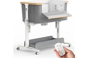 VaVaSoo Electric Rocking Bassinet for Baby 3 Motion Auto Rolling Newborn Cradle Automatic Bedside Sleeper Rocks Itself 5 Height Adjustable with Music, Wheels, Storage, Light Grey