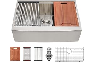 33 Farmhouse Sink-Lordear 33 inch Kitchen Sink Apron Front Ledge Workstation Deep Single Bowl 16 Gauge Stainless Steel Luxury Kitchen Farm Sink with Accessories