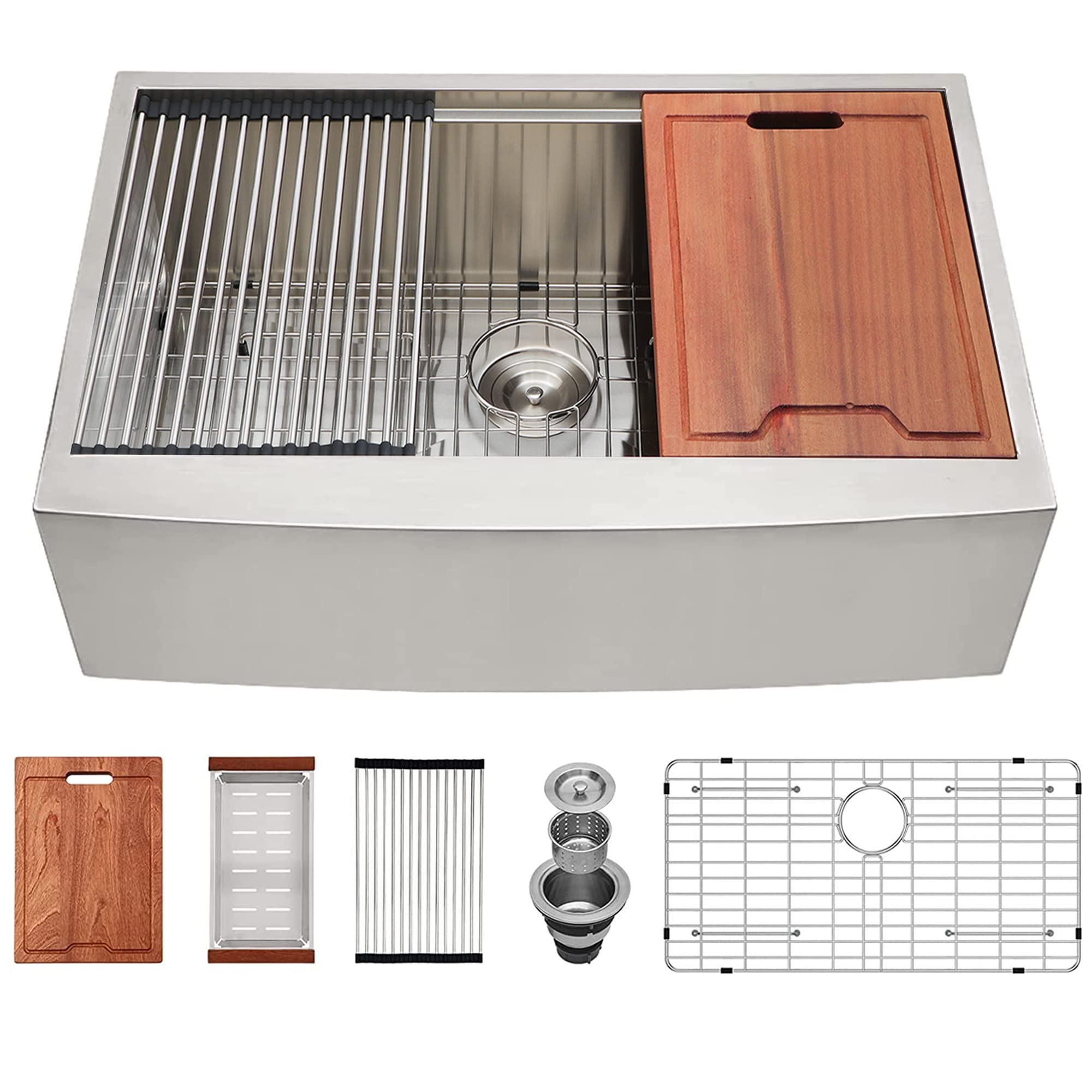 LORDEAR 26 In. Drop-In/Undermount 16-Gauge Stainless Steel Single Bowl