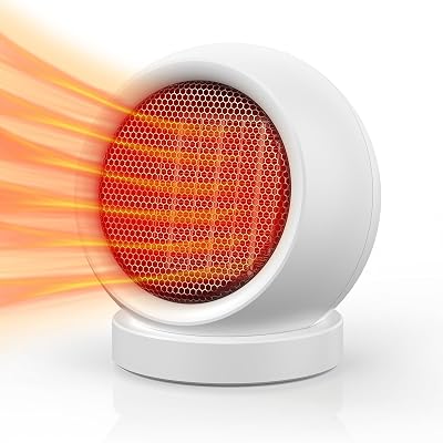 Coolfor Space Heater,600W Energy Efficient Desk Heater for Indoor Use,PTC Ceramic Fast Heating Electric desktop Heater for Home Bedroom Office Desk White