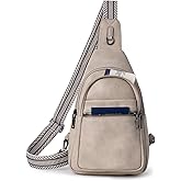 YEWSEA 8L Crossbody Sling Bag Fanny Pack For Women Men Backpack Travel Shoulder Bags Purse Handbag Gifts For Her PU Leather Light Grey
