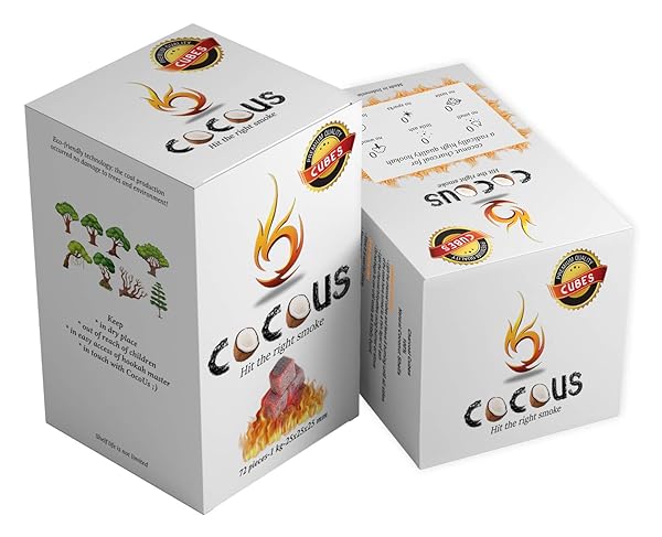 COCOUS NATURAL COCONUT CHARCOAL INCENSE HOOKAH SHISHA NARGUILE COAL COCONUT SHELL BRIQUETTE COALS 1KG-72 PIECES 25MM CUBES