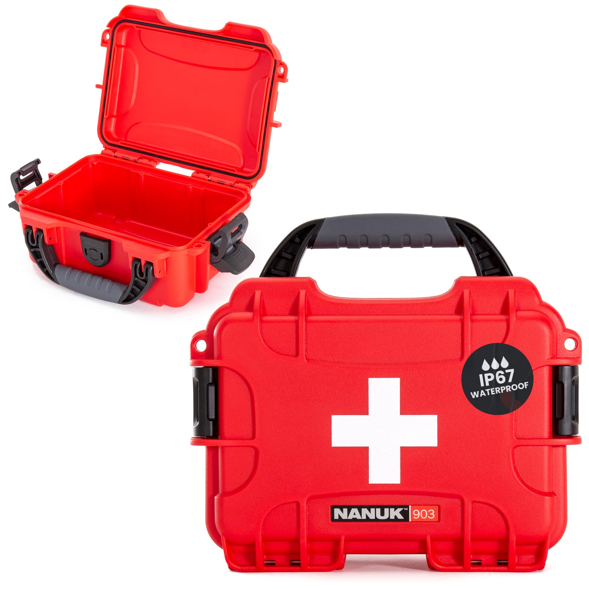 NANUK 903 Empty First Aid Case - Ideal for Organising a First Aid Kit, IP67 Certified, Shockproof, Dustproof and Floating. (23.1 × 17.3 × 9.7 cm)