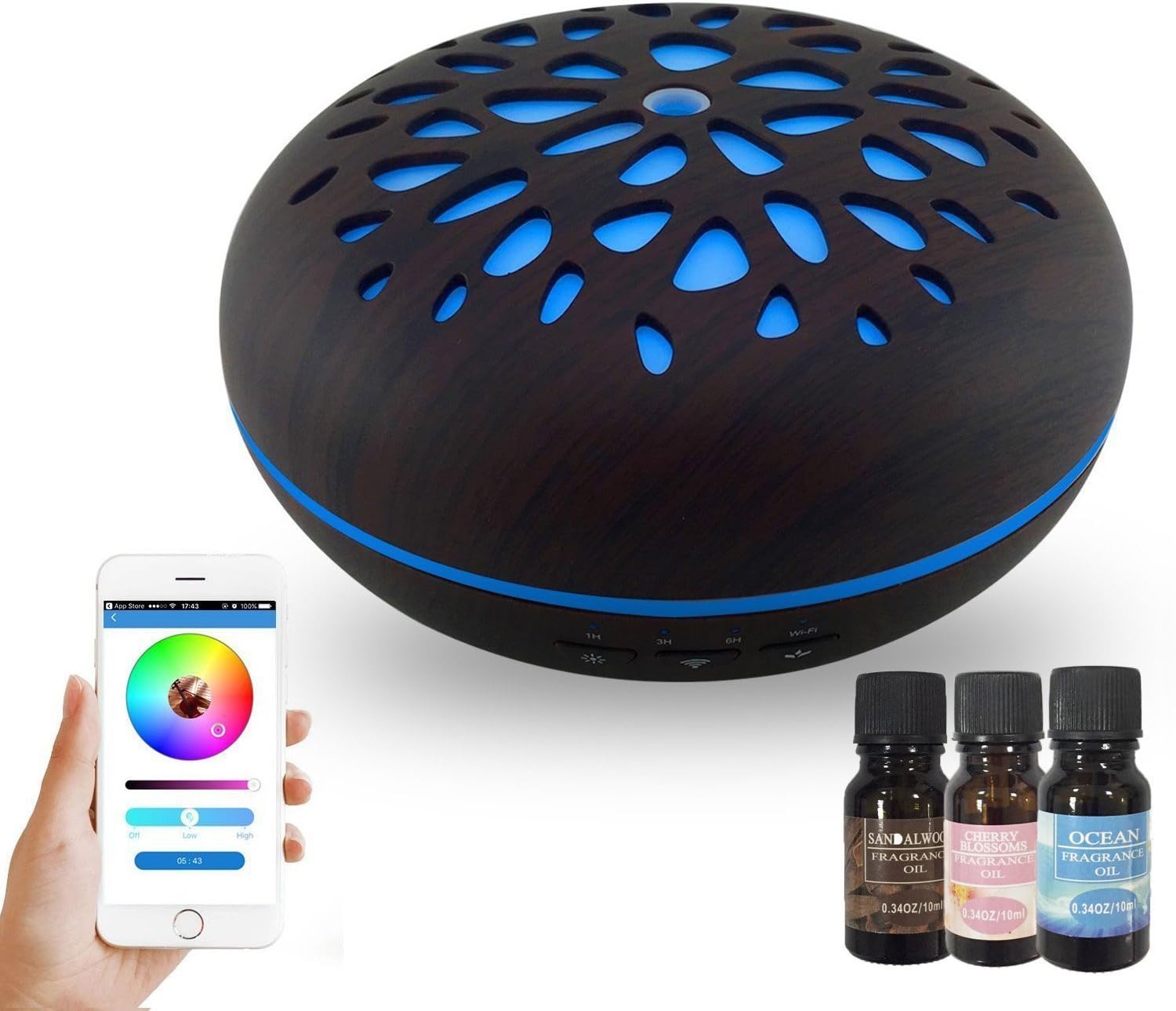SmallSci Ultrasonic Cool Aroma Humidifier Smart Wi-Fi Essential Oil Diffuser Compatible with Alexa Works with Google Home and App Control with 3 Timer Settings Auto Shut Off with 7 LED Lights
