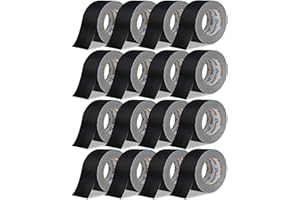 OLEITODH Black Gaffers Tape 2 Inch -16 Roll Multi Pack Bulk - 30 Yards per Roll - Easy Tear, Non Residue Heavy Duty Gaff Tape - Waterproof Matte Cloth Gaffers Tape for Professional Photography, Filming, Stage