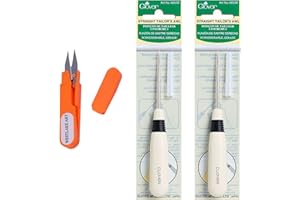 westlake art Clover Straight Tailors Awl, Precision Leather Sewing Awl with Ergonomic Wooden Handle for Quilting & Tailoring, Stainless Steel, Sewing Awl - Bundle with Embroidery Scissors [Pack of 2]