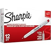 Sharpie Permanent Markers, Ultra Fine Point, Red, 12 Count - Home, Office, School, Classroom, Teacher Supplies