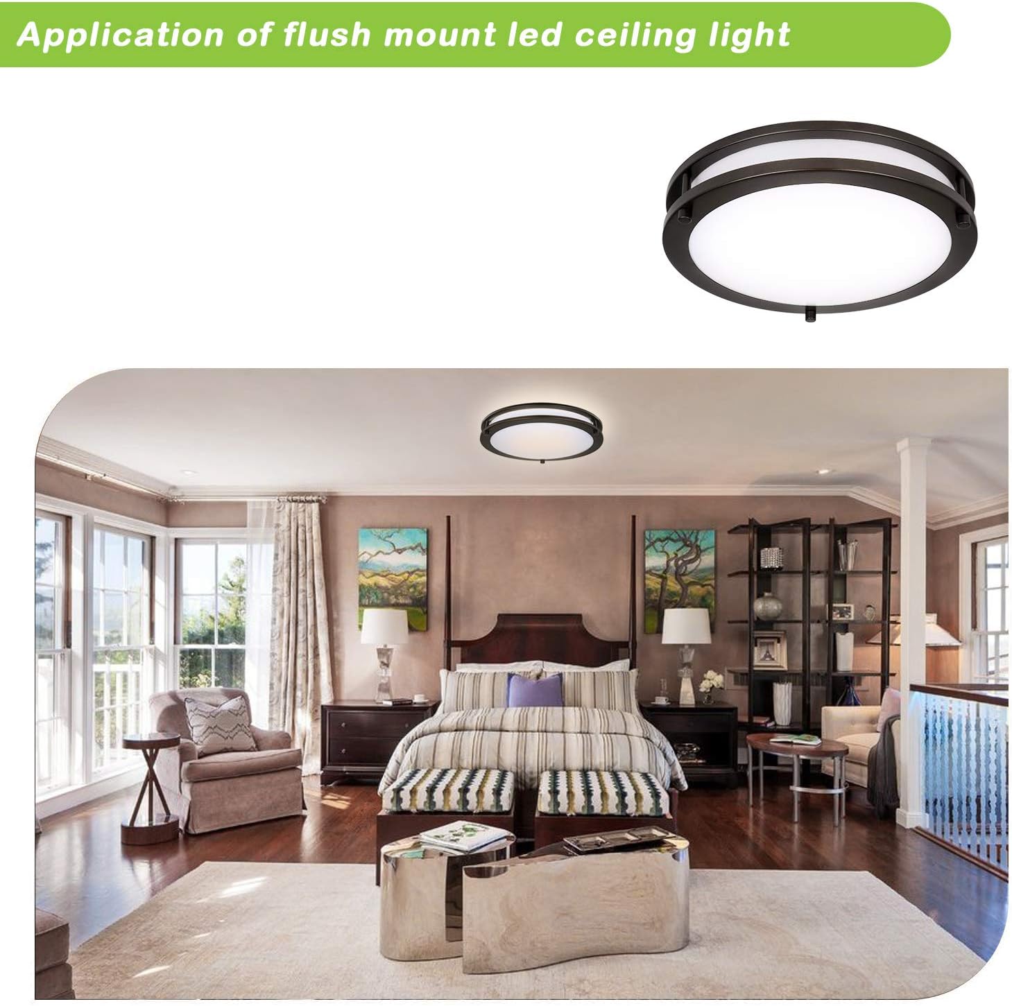13 inch Flush Mount LED Ceiling Light Fixture, 3000K/4000K/5000K Adjustable Ceiling Lights, Oil Rubbed Bronze Saturn Dimmable Lighting for Hallway Bathroom Kitchen or Stairwell, ETL Listed - - 