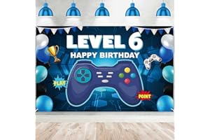 DZTRELFK Level 6 Unlocked Happy 6 Birthday Level Up Banner Backdrop Cheers to 6 years old Video Game Theme Decor Decorations for Boys Girls 6th Birthday Party Birthday Supplies Background