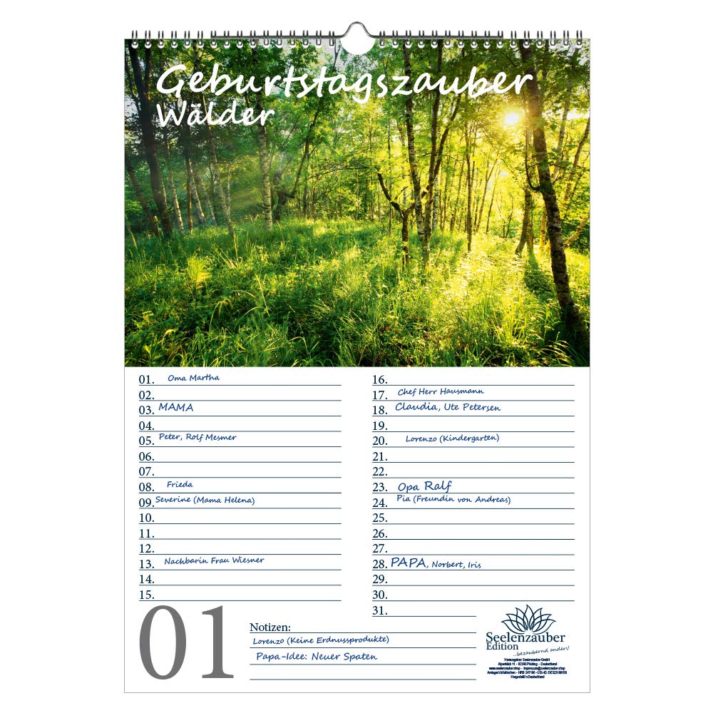 Birthday Planner Birthday Calendar Forest Magic DIN A3 Calendar Forest – Soul Magic