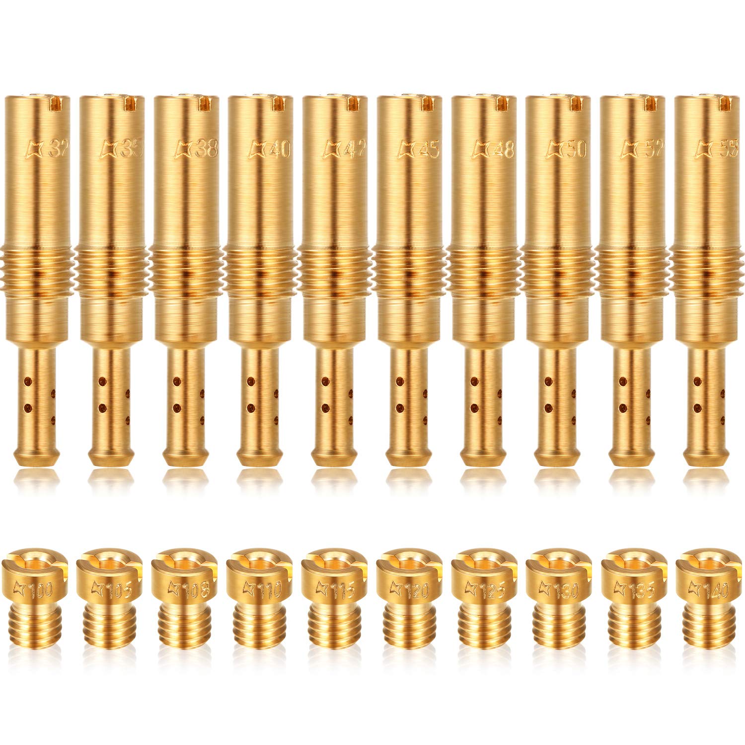 Photo 1 of 20 Pieces Carburetor Main Jet Kit, Include 10 Pieces Carburetor Main Jet and 10 Pieces Slow Jet for PWK Keihin OKO CVK PWM Type