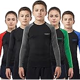 Exxact Sports Kids BJJ Rash Guard Long Sleeve, Ranked No Gi Jiu Jitsu Compression Shirt for Boys & Girls for MMA, Wrestling