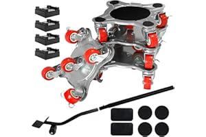 SAPITER 【Upgrade Large】Furniture Dolly & Furniture Rollers Mover with 5 Wheels, Carbon Steel Panel Furniture Lifter Set Up to 2200LBs, for 360° Rotation Shifting Moving Heavy Duty Refrigerator, Sofa, Cabinet