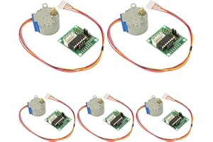 HUAREW 5pcs 5-Wire 4-Phase by 28BYJ-48 Stepper Motor, with 5 pcs ULN2003 5V Chip Stepper Motor Driver Board, Motor Cable Kit for Arduino PI PIC Raspberry Pi