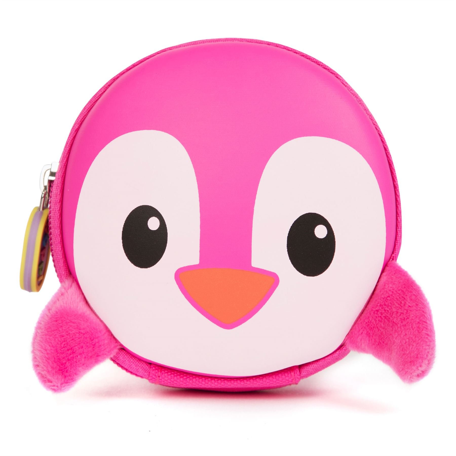 boppi Kids Keyring Pouch Coin Purse Mini Travel Wallet Keychain Holder Zipper Clutch Bag - Pink Penguin