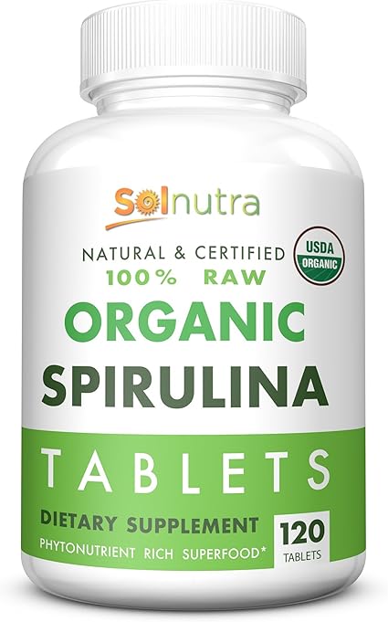 Raw Organic Spirulina Tablets Natural Certified 100 Organic Usda Eu Usp Verified Vitamin Packed Phytonutrient Rich Superfood Non Gmo