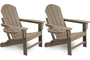 NAVINE Adirondack Chair Set of 2, HDPE Folding Adirondack Chair with Multifunctional Cup Holder, Weather Resistant Fire Pit Chair for porches, patios, patios, poolsides, Decks.