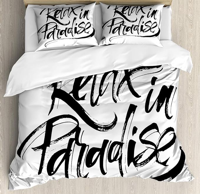 Saying Duvet Cover Set, Bed Sheets, Modern Calligraphy