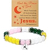 Christian Bible Verse Jewelry Bracelet Gift for Women Inspirational Scripture Gift for Her Mom Soul Sister Friend Daughter Catholic Religious Gifts for Women Beaded Bracelet with Massage Card