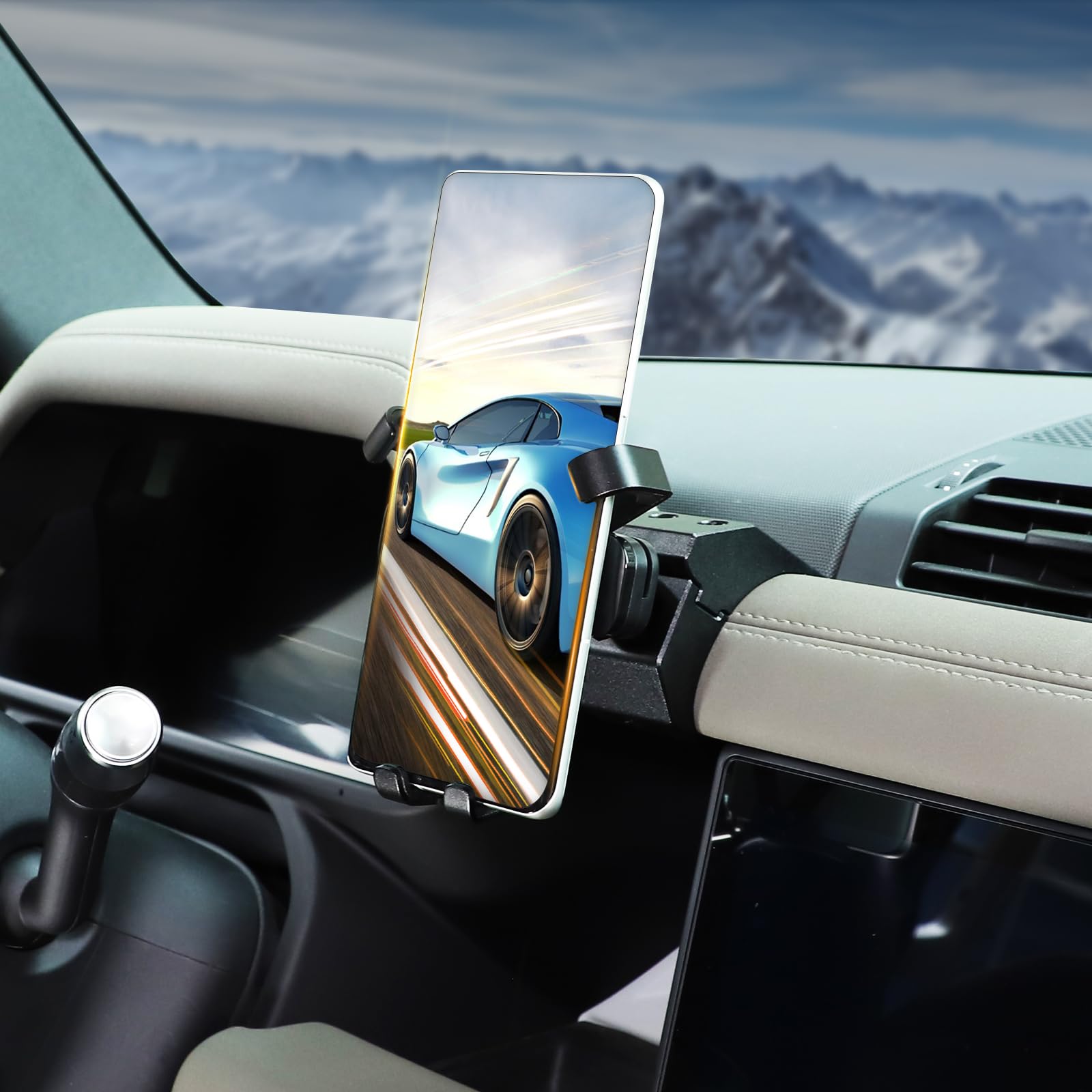 Photo 1 of HIRUFAIT Phone Holder for Land Rover Defender 90 110 130 2020-2025, 360° Adjustable Dash Phone Mount Holder for All Smartphones (A Style)