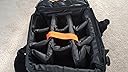 High quality backpack with a lot of functionality. Despite its small size it fits a lot of camera equipment