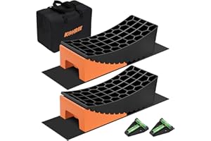 Kohree RV Leveling Blocks Kit, Upgraded 2 Packs Camper Leveler System with 2 Chocks, 2 Anti-Slip Mats, 2 T Lever, 1 Carry Bag, Up to 35,000 lbs, 4" Max, Orange