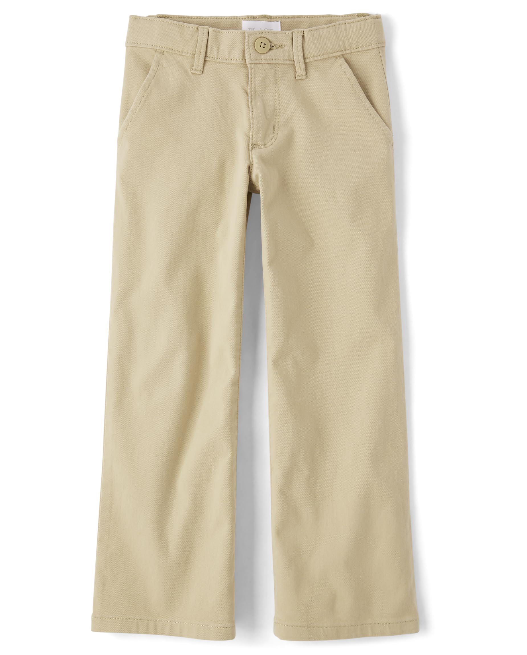 Photo 1 of The Children's Place,Girls,Uniform Wide Leg Chino Pants,Sand,6X-7