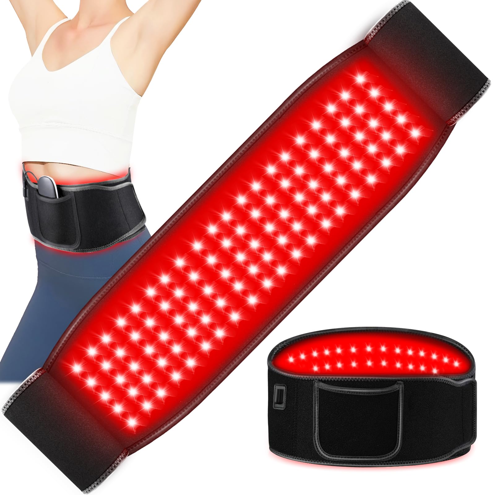 Photo 1 of Red Light Therapy for Body, 660nm&850nm Red Light Therapy Belt, 5 Gears 9 Timers Remote Control, Near Infrared Light Therapy Belt Wrap with Pulse for Back Waist Muscle Pain Relief