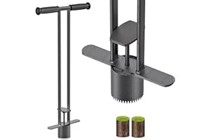 Dolibest Sod Plugger, Bulb Planter Tool with Non-Slip Grip Handle. Turf Cutter and Grass Plugger Tool with Dual Pedals, Sharp Serrations, Perfect for Zoysia, Bermuda and More (Upgrade)