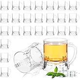 Limbeuuu 24 Pack Plastic Beer Mug 2 Oz, Mini Beer Mug Shot Glasses, Heavy Base Clear Mini Beer Mugs, Small Plastic Shot Cups for Party Drink, Beer, Whiskey, Tequila, Vodka