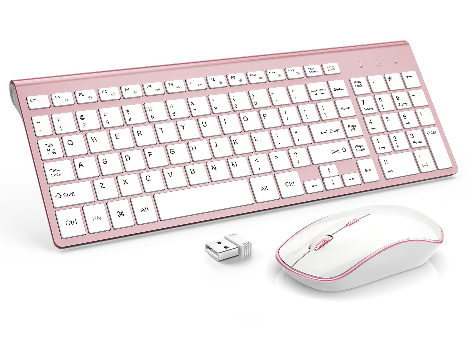 J JOYACCESS Wireless Keyboard Mouse Combo,Typewriter Keyboard Wireless, Portable Pink Wireless Keyboard for Computer/Laptop/Windows/Mac